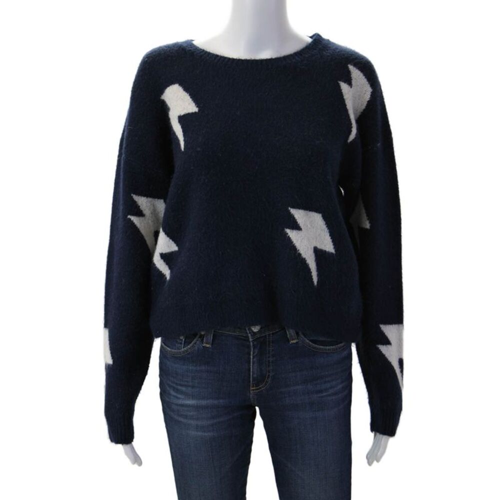 Market Unisex Dark Blue 80s Graphic Crew Neck Long Sleeve Pullover Size L